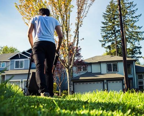 mowing lawn